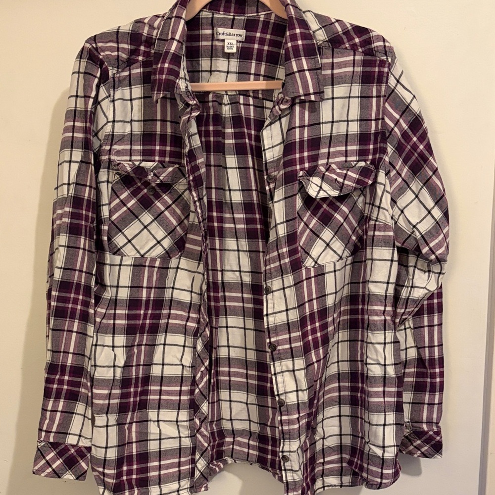Croft & Barrow Purple and White Plaid Shirt